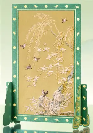 Carte "Paravent Hirondelles et Printemps" | 故宫文具屏风系列贺卡 柳燕迎春