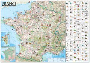 Carte murale de France : attractions touristiques (avec barres)