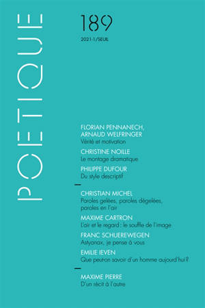 Poétique. n° 189