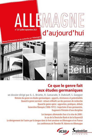 Allemagne d'aujourd'hui. n° 237, Ce que le genre fait aux études germaniques