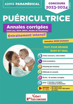 Puéricultrice : annales corrigées, entraînement intensif : concours 2023-2024