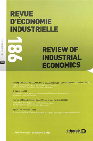 Revue d'économie industrielle, n° 186. Varia