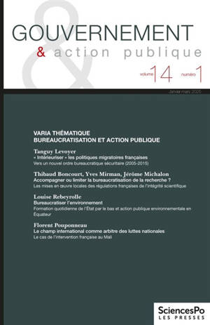 Gouvernement & action publique, n° 14-1. Varia thématique : bureaucratisation et action publique
