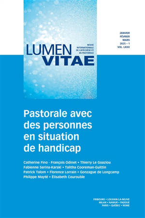Lumen vitae, n° 1 (2025). Pastorale avec des personnes en situation de handicap