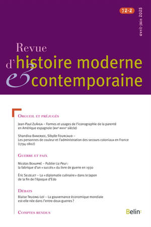 Revue d'histoire moderne et contemporaine, n° 72-2