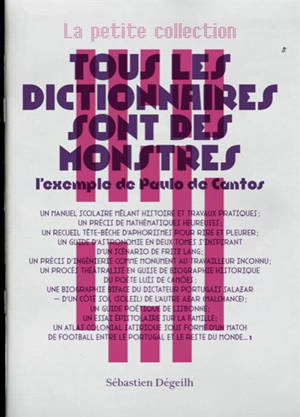 Tous les dictionnaires sont des monstres : l'exemple de Paulo de Cantos