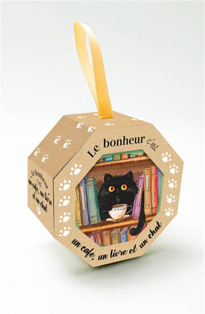 Le bonheur c'est un café, un livre et un chat : coupelle