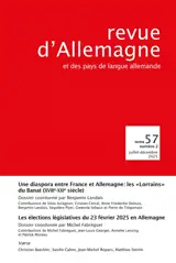 Revue d'Allemagne et des pays de langue allemande, n° 57 (2). Une diaspora entre France et Allemagne : les Lorrains du Banat (XVIIIe-XXIe siècle)