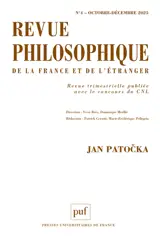 Revue philosophique de la France et de l'étranger, n° 4 (2025). Jan Patocka