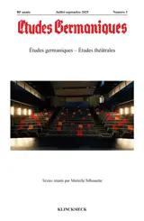 Etudes germaniques, n° 3 (2025). Etudes germaniques, études théâtrales