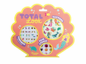 Total look sirène : Tattoos : boucles d'oreilles - face strass