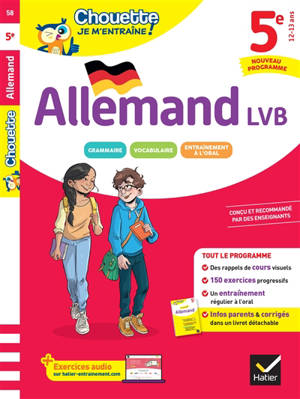 Allemand 5e, LV2 (A1 vers A2) : nouveau programme : rappels de cours et 100 exercices corrigés