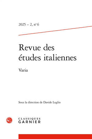 Revue des études italiennes, n° 6. Varia