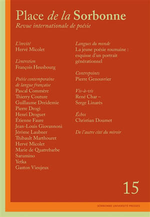 Place de la Sorbonne : revue internationale de poésie de Paris-Sorbonne, n° 15