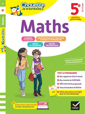 Maths 5e : nouveau programme : rappels de cours et 250 exercices corrigés