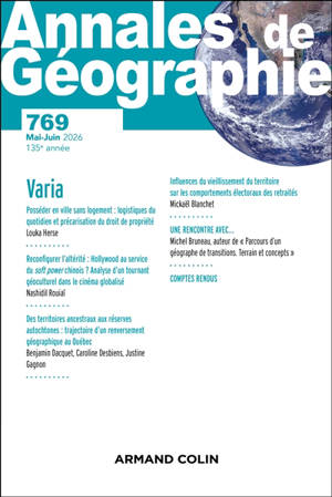Annales de géographie, n° 769