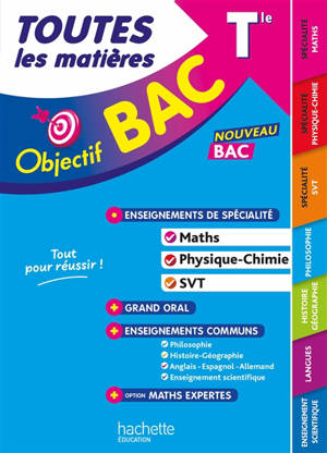 Toutes les matières terminale, enseignements de spécialité maths, physique chimie, SVT + grand oral + enseignements communs + option maths expertes : nouveau bac