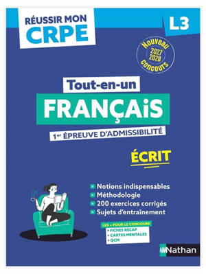 Français, 1re épreuve d'admissibilité : écrit L3 : nouveau concours 2027-2028