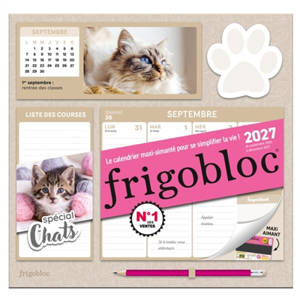 Frigobloc Hebdomadaire Chat 2027 : Calendrier organiseur familial (de sept. 2026 à déc. 2027)