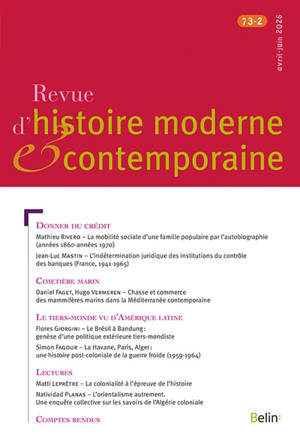 Revue d'histoire moderne et contemporaine, n° 73-2