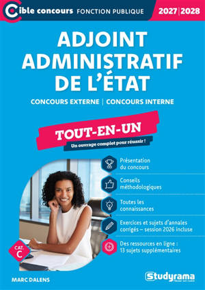 Adjoint administratif de l'Etat : concours externe, concours interne, cat. C : tout-en-un, 2027-2028