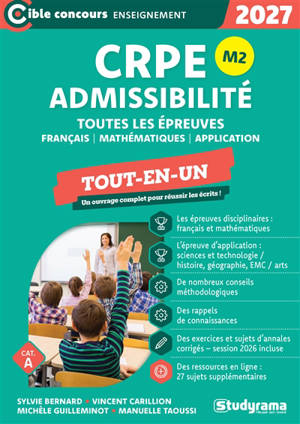 CRPE admissibilité M2, toutes les épreuves : français, mathématiques, application, cat. A : 2027