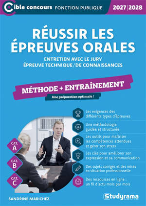 Réussir les épreuves orales : entretien avec le jury, épreuve technique, de connaissances : méthode + entraînement, cat. A, cat. B, cat. C, 2027-2028