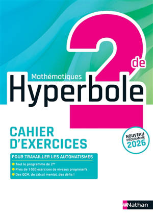 Hyperbole mathématiques 2de : cahier d'exercices : nouveau programme 2026