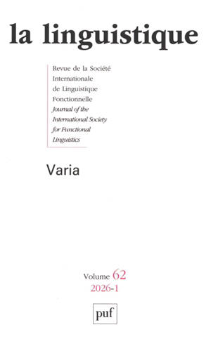 Linguistique (La), n° 1 (2026). Varia