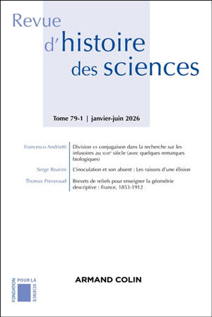 Revue d'histoire des sciences, n° 79-1