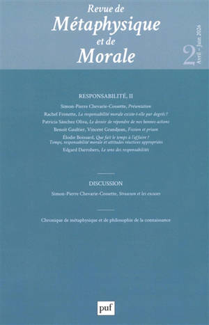 Revue de métaphysique et de morale, n° 2 (2026). Responsabilité (II)