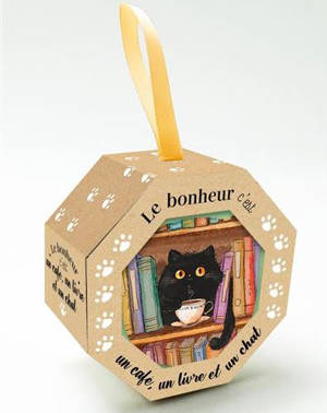 Le bonheur c'est un café, un livre et un chat : coupelle