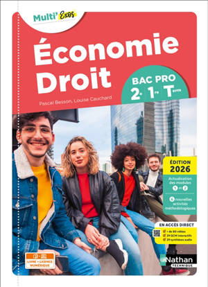 Economie, droit, bac pro 2de, 1re, terminale : livre + licence numérique