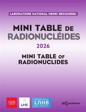 Mini table de radionucléides 2026. Mini table of radionuclides