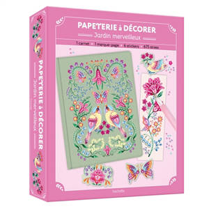 Papeterie à décorer : jardin merveilleux : coffret avec accessoires