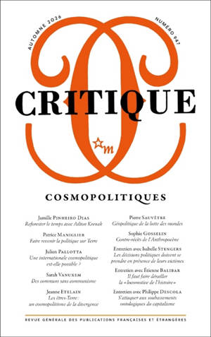 Critique, n° 947. Cosmopolitiques