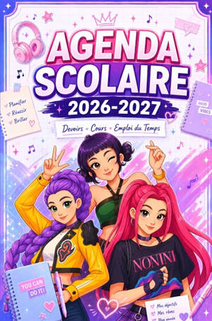 Agenda Scolaire 2026-2027 pour garçon, fille, collège, lycée, étudiant. 1 page par jour. : Couverture k pop
