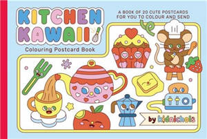 Kitchen Kawaii Colouring Postcard Book 20 cute postcards for you to colour and send