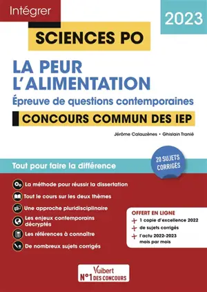 La peur, l'alimentation : épreuve de questions contemporaines : concours commun des IEP, 2023