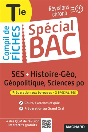 Compil de fiches SES + histoire géo, géopolitique, sciences po terminale : révisions chrono : préparation aux épreuves, 2 spécialités