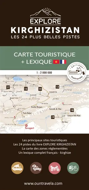 Explore Kirghizistan : les 24 plus belles pistes : carte touristique + lexique