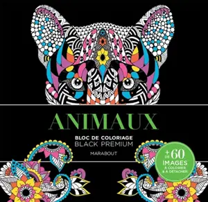 Animaux : bloc de coloriage black premium