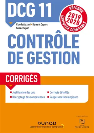 DCG 11, contrôle de gestion : corrigés : réforme expertise comptable 2019-2020