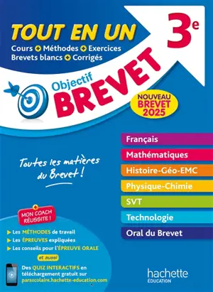 Tout en un 3e : nouveau brevet 2025 : toutes les matières du brevet !