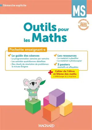 Outils pour les maths MS : pochette enseignant.e : démarche explicite, conforme aux programmes