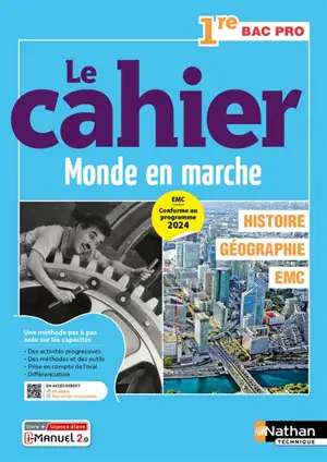 Histoire géographie, EMC, 1re bac pro : le cahier