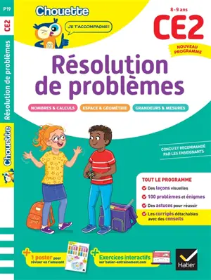 Résolution de problèmes CE2, 8-9 ans : leçons et exercices corrigés : cahier de soutien, nouveau programme