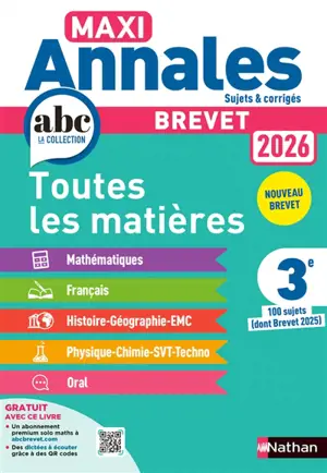 Maxi annales brevet 2026, 3e : toutes les matières
