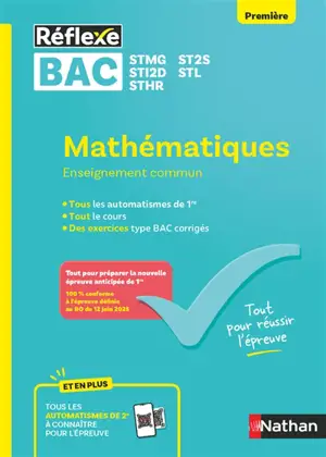 Mathématiques, enseignement commun 1re, bac STMG, ST2S, STI2D, STL, STHR