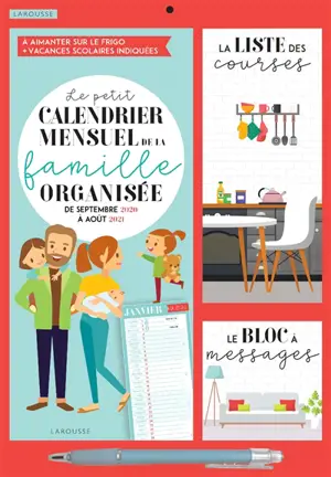 Le petit calendrier mensuel de la famille organisée : de septembre 2020 à août 2021
